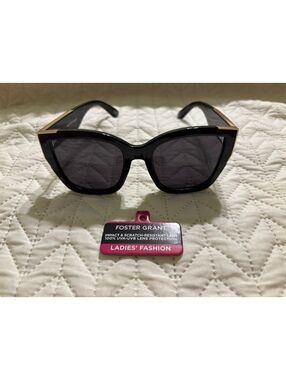Foster Grant Ladies' Fashion Black and Gold Sunglasses
